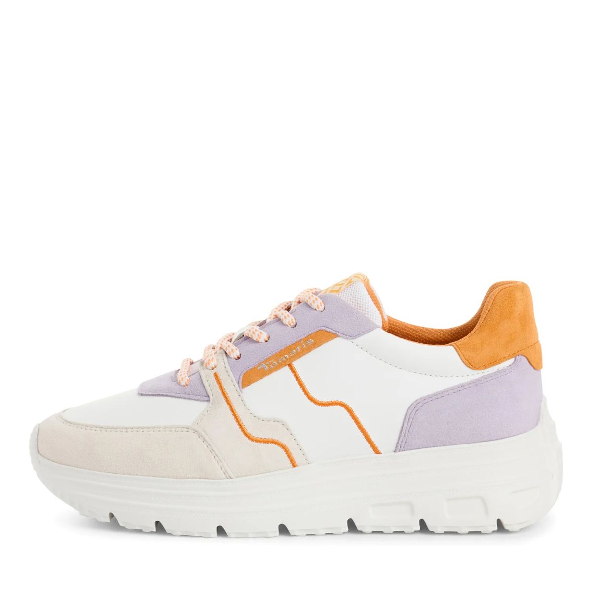 Bunter Plateau-Sneaker mit Materialmix