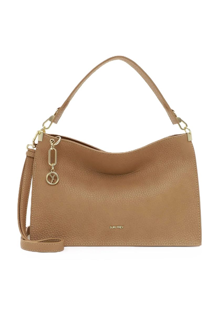 Gekörnte Schultertasche in Lederoptik