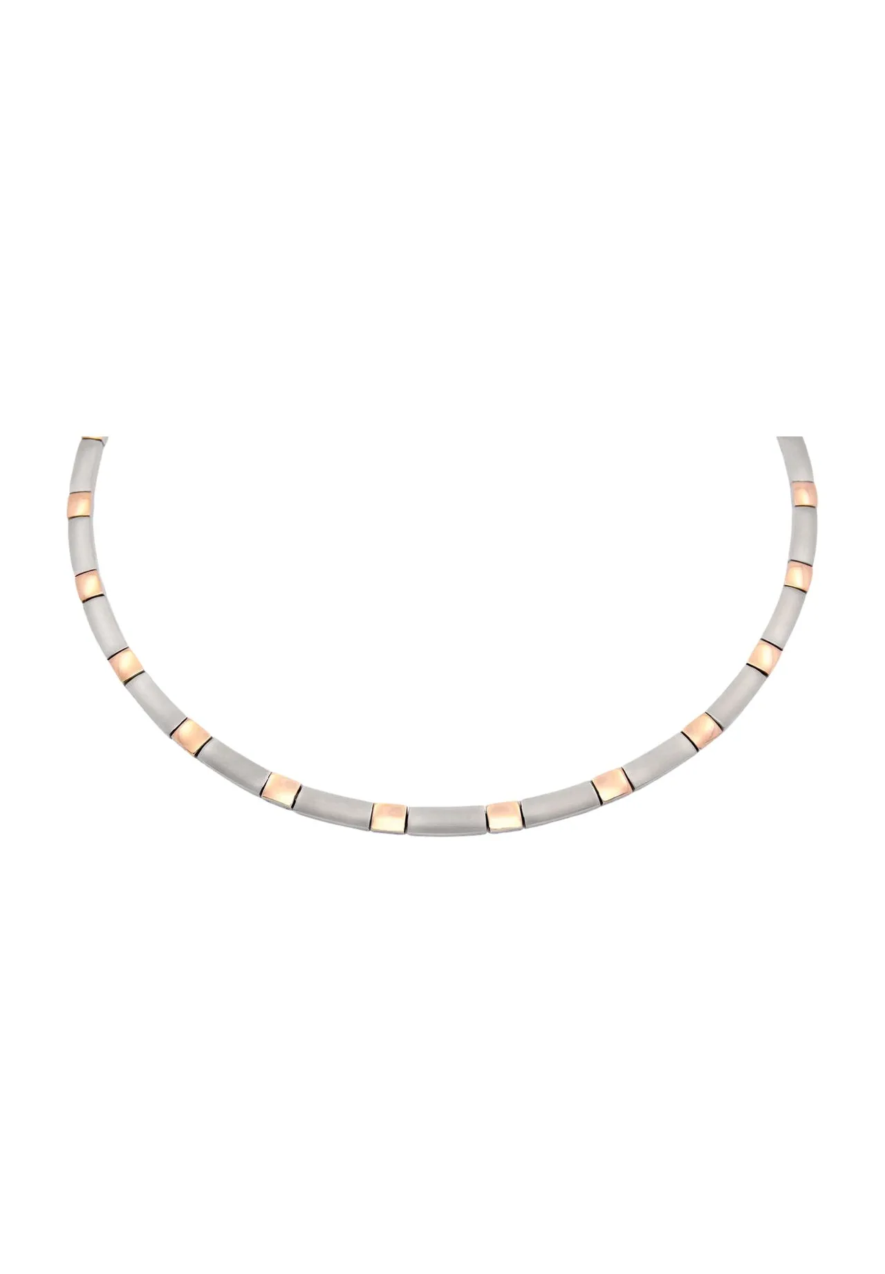 Zweifarbiges Collier aus mattiertem Edelstahl