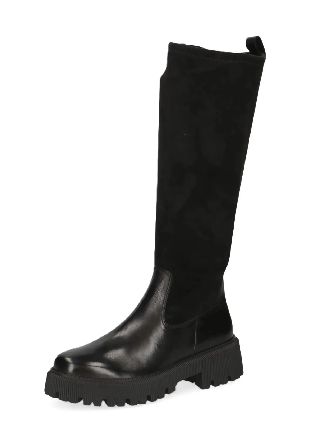 Kniehohe Stiefel mit markanter Profilsohle
