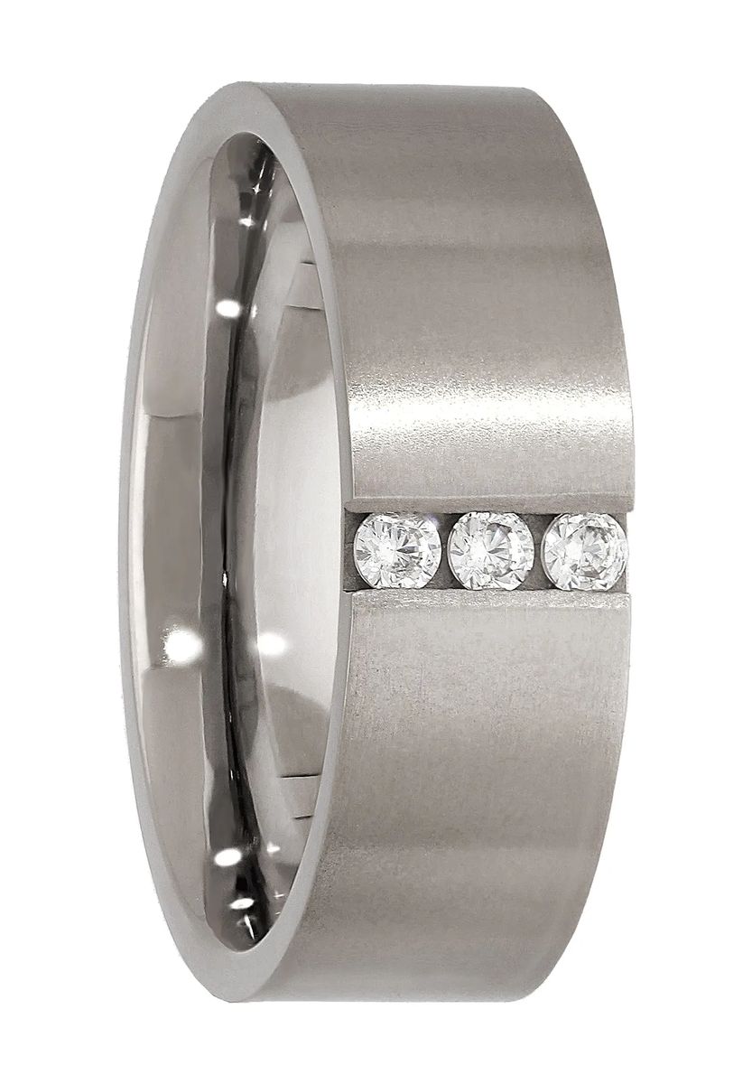 Moderner matter Ring mit Zirkonia