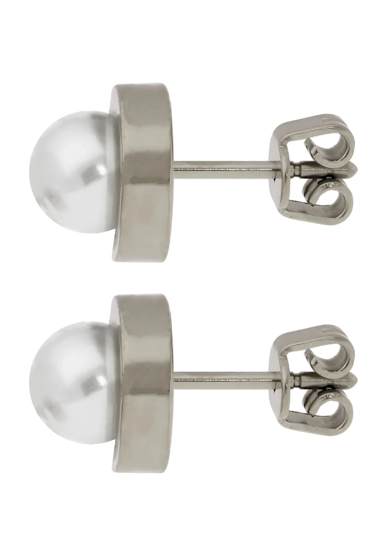 Minimalistische Perlenohrstecker mit Zargenfassung