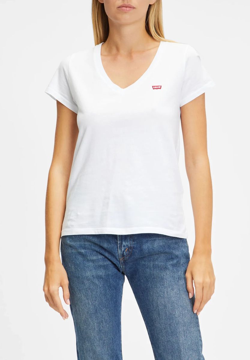 Klassisches V-Ausschnitt T-Shirt aus Baumwolle