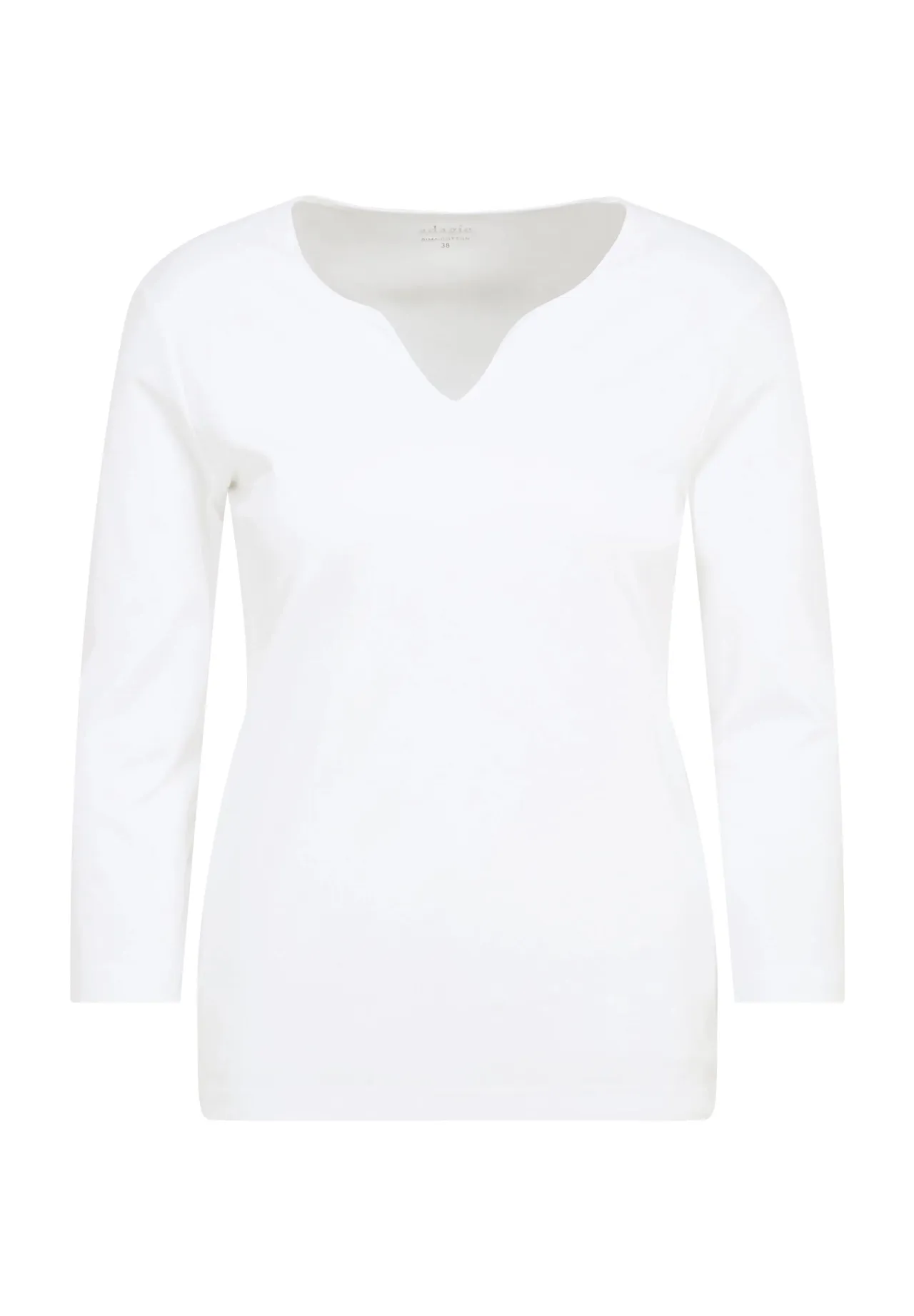 Baumwollshirt mit Split-Neck und Dreiviertelarm