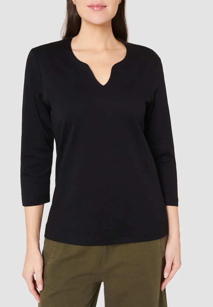 Klassisches 3/4-Arm Shirt mit Split-Neck