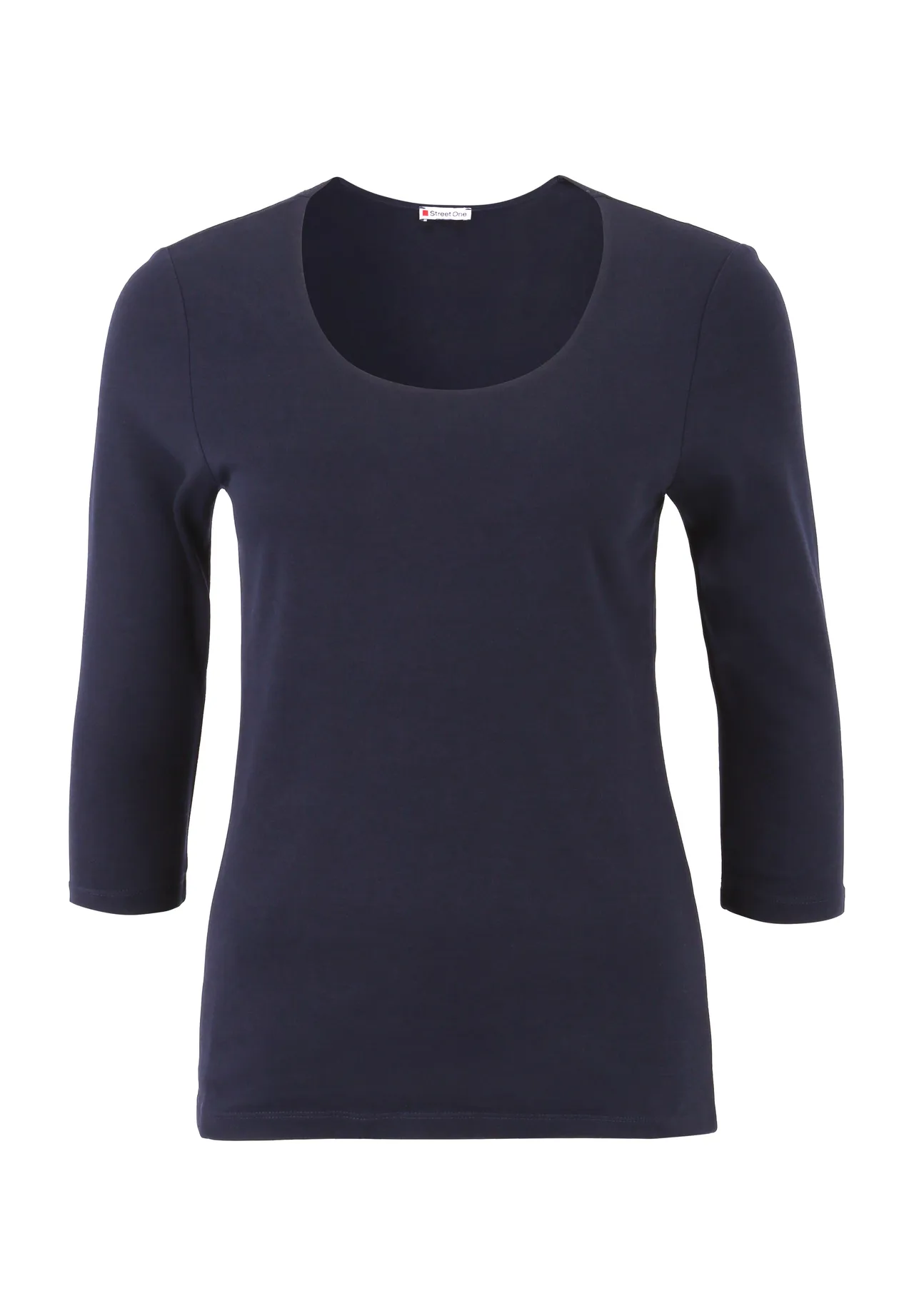 Eng anliegendes 3/4-Arm Shirt mit U-Ausschnitt