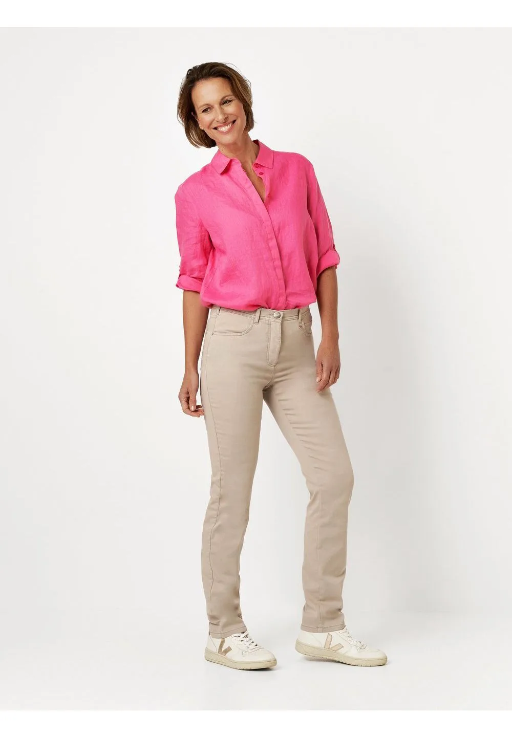 Hochgeschnittene Slim-Fit Stretchhose