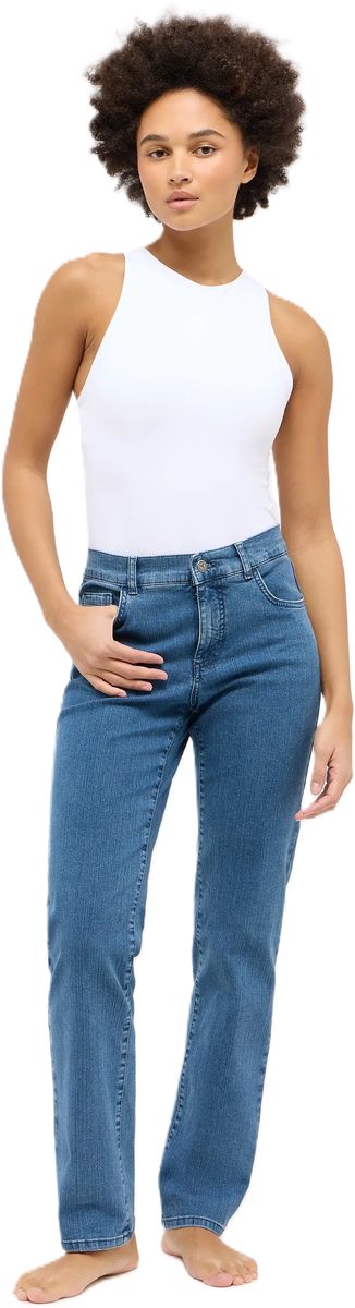 Klassische High-Waist-Jeans mit geradem Bein