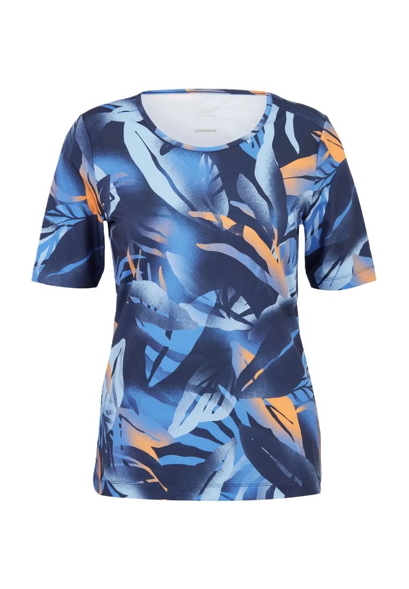 Sportliches T-Shirt mit tropischem Blattmuster