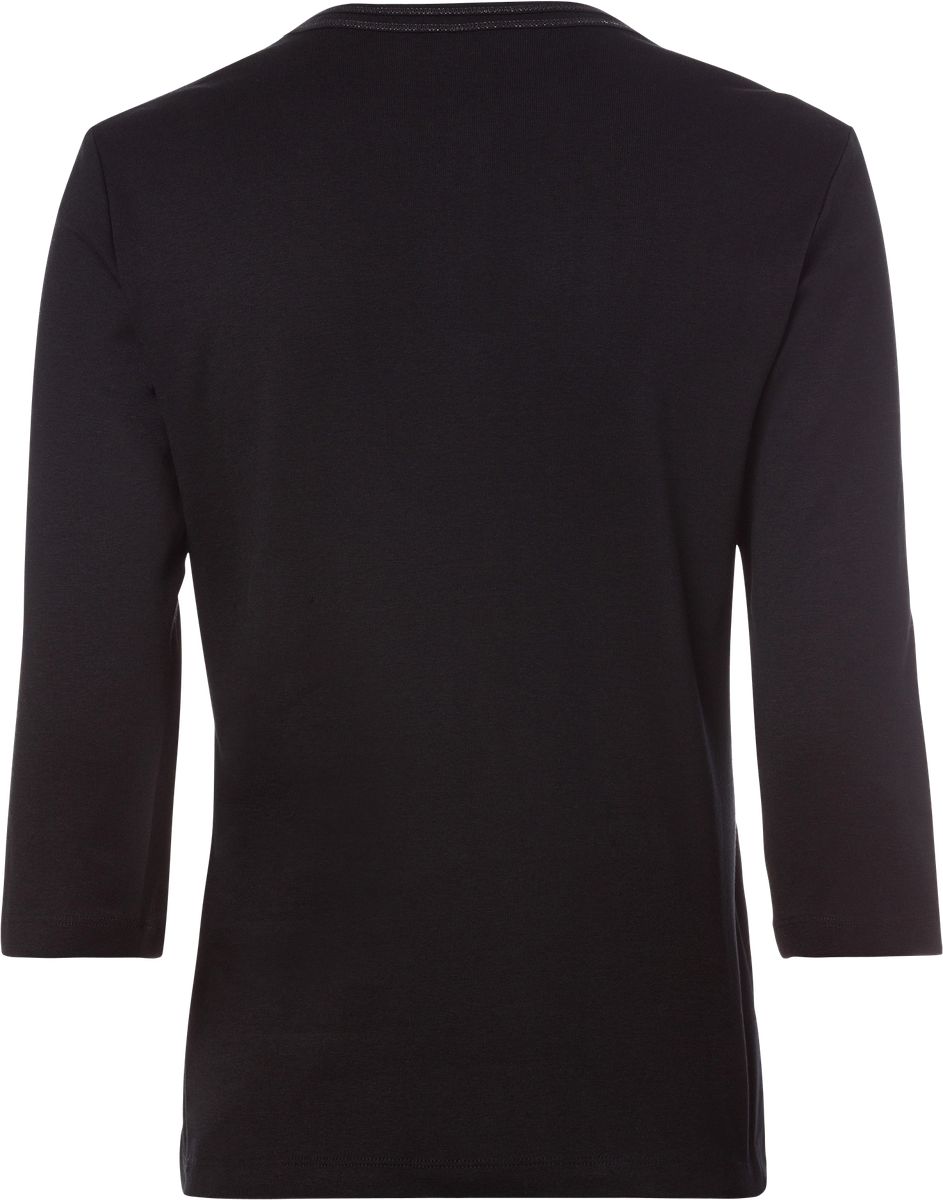 Baumwollshirt mit Strass-besetztem V-Ausschnitt