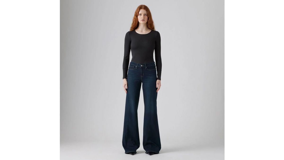 Schlagjeans mit hohem Bund