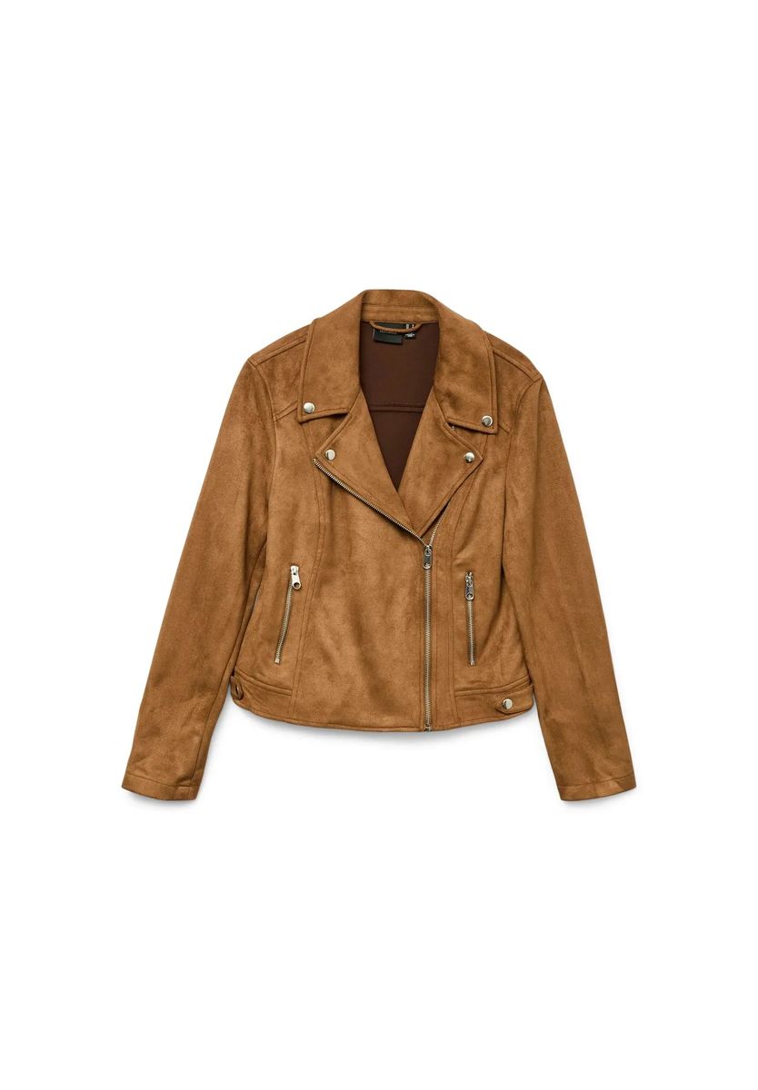 Asymmetrische Bikerjacke aus Wildlederimitat