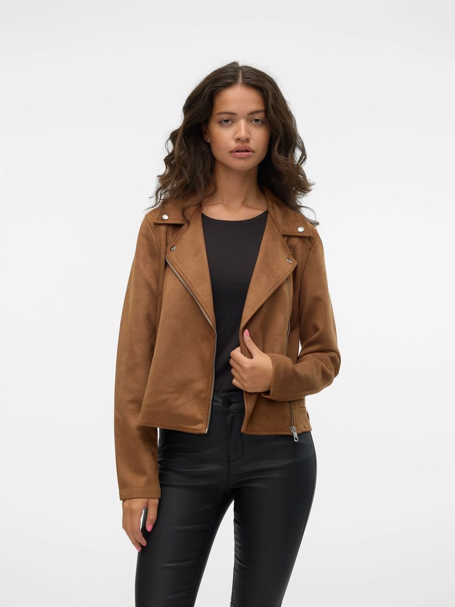 Asymmetrische Bikerjacke aus Wildlederimitat