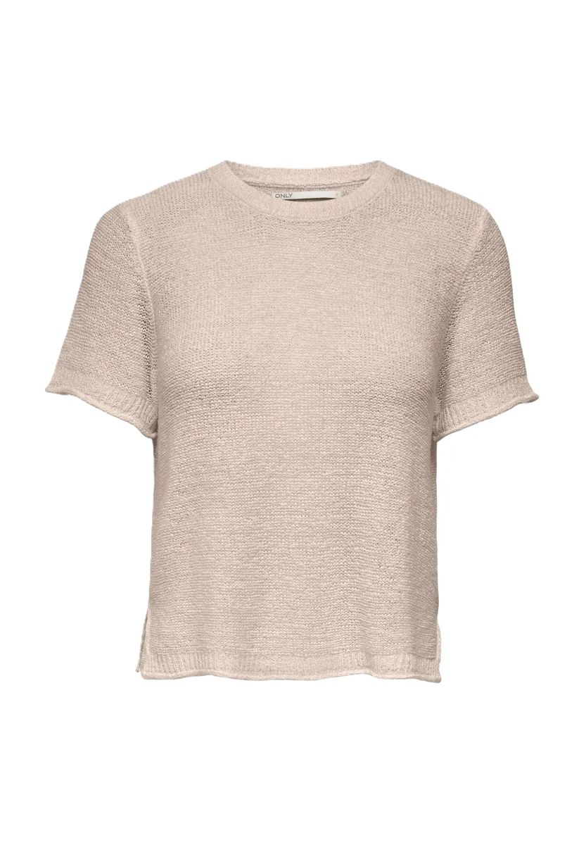 Minimalistisches Kurzarm-Strickoberteil mit Schlitzen