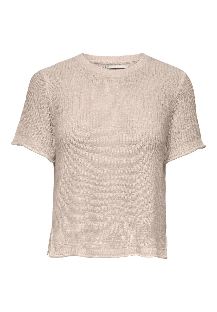 Minimalistisches Kurzarm-Strickoberteil mit Schlitzen