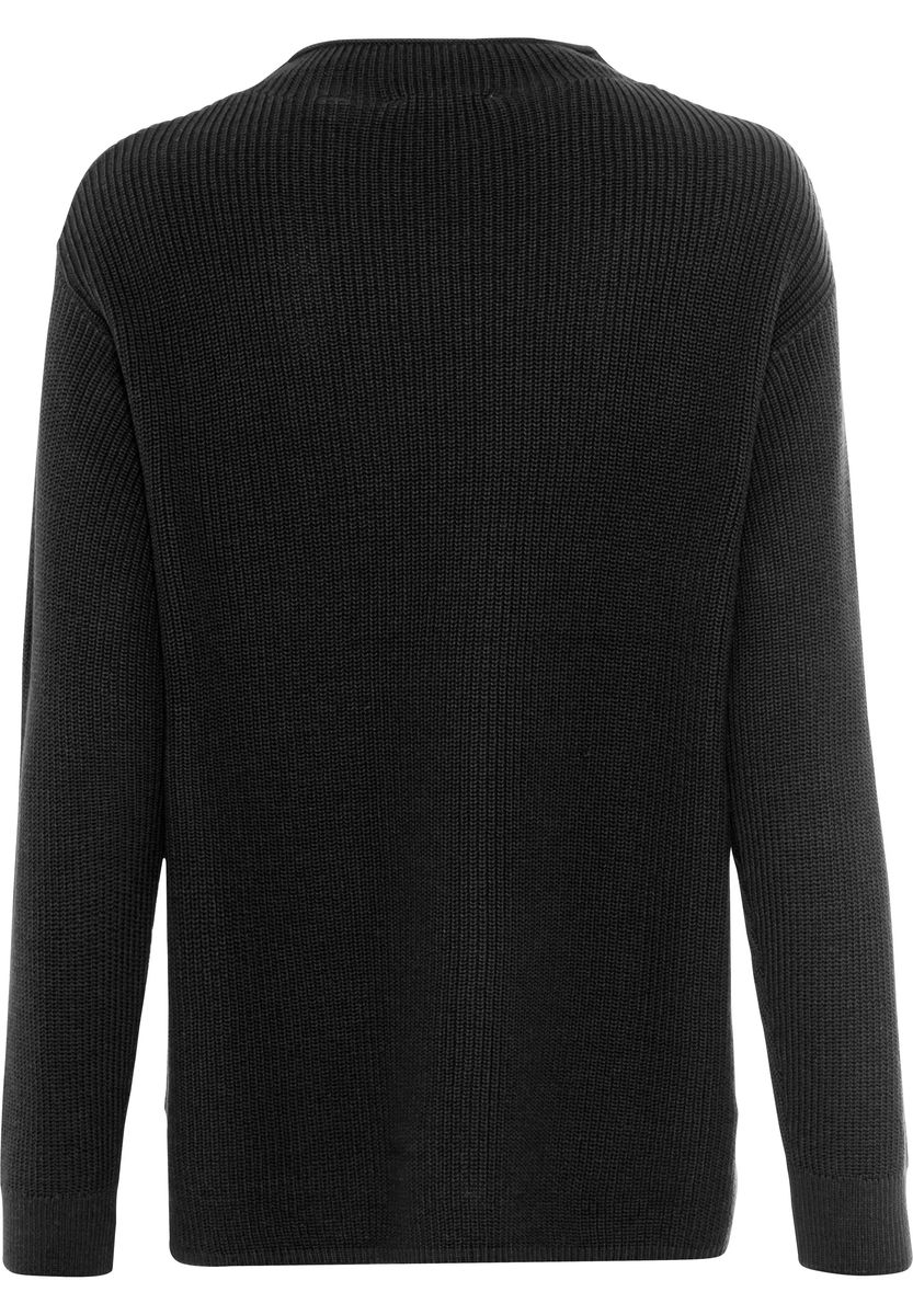Strukturierter Rippstrick-Pullover mit Stehkragen
