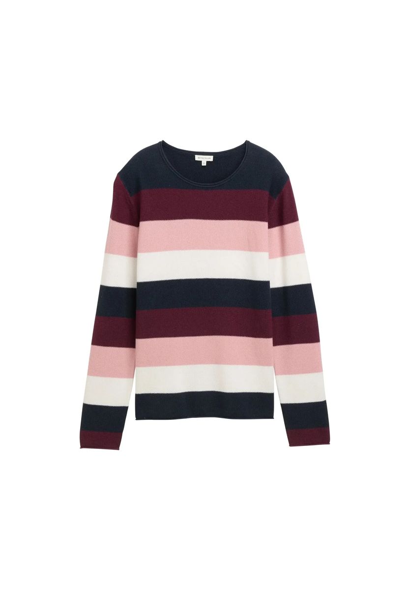 Strukturierter gestreifter Strickpullover