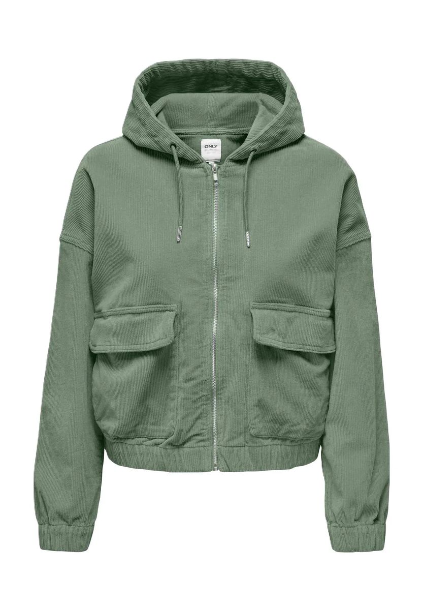 Kurze Cordjacke mit Kapuze