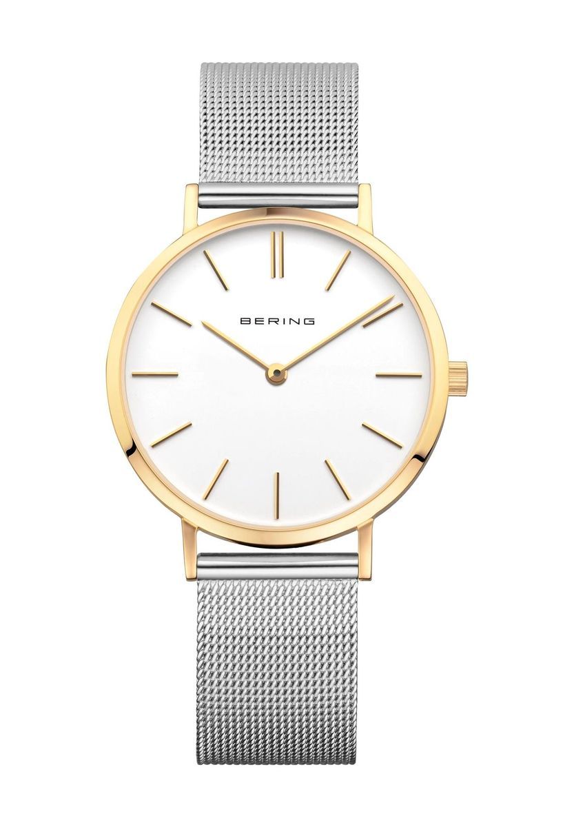 Elegante Bicolor-Armbanduhr mit Milanaiseband