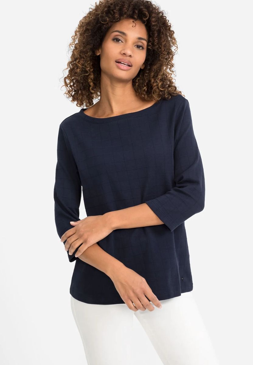 Strukturiertes Jacquard-Oberteil mit 3/4-Arm