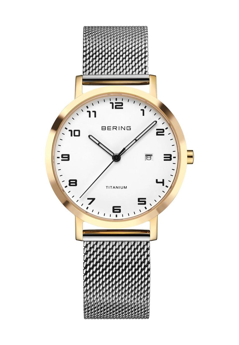 Minimalistische Titanuhr mit Mesh-Armband