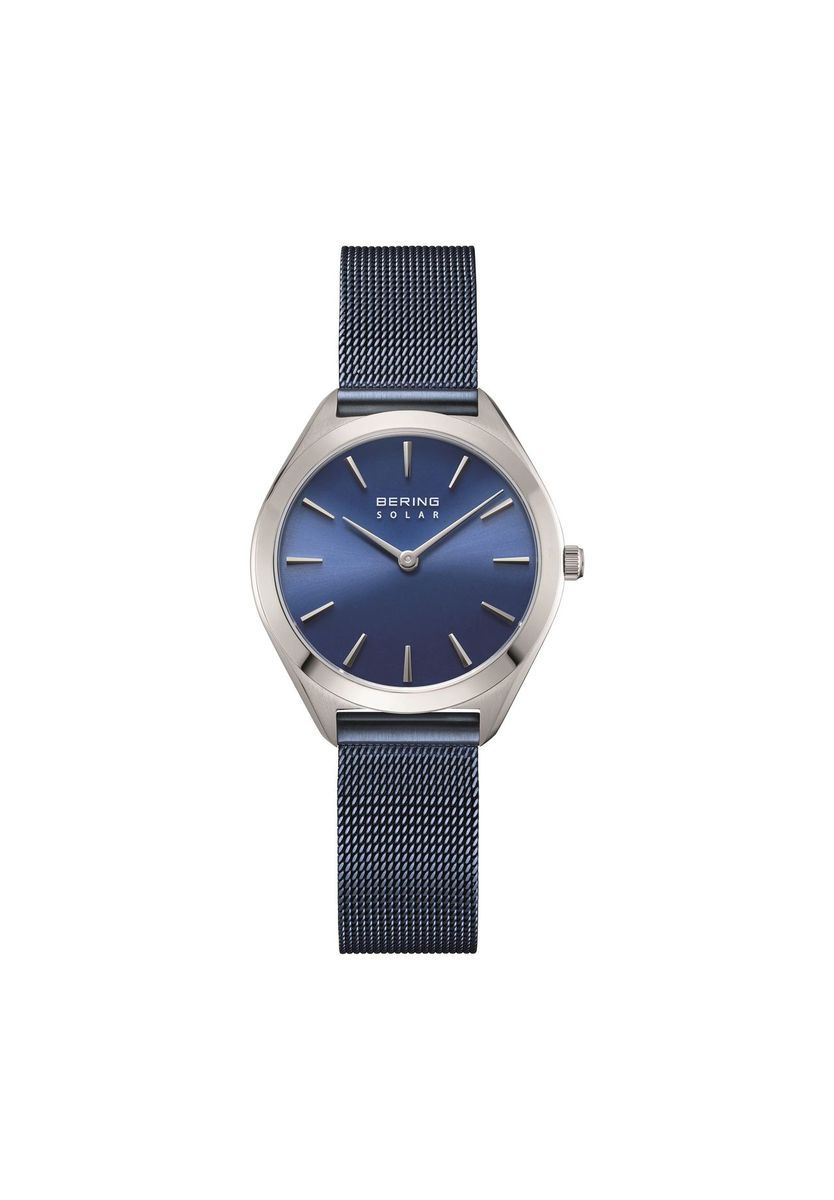 Minimalistische Solar-Uhr mit Milanaiseband