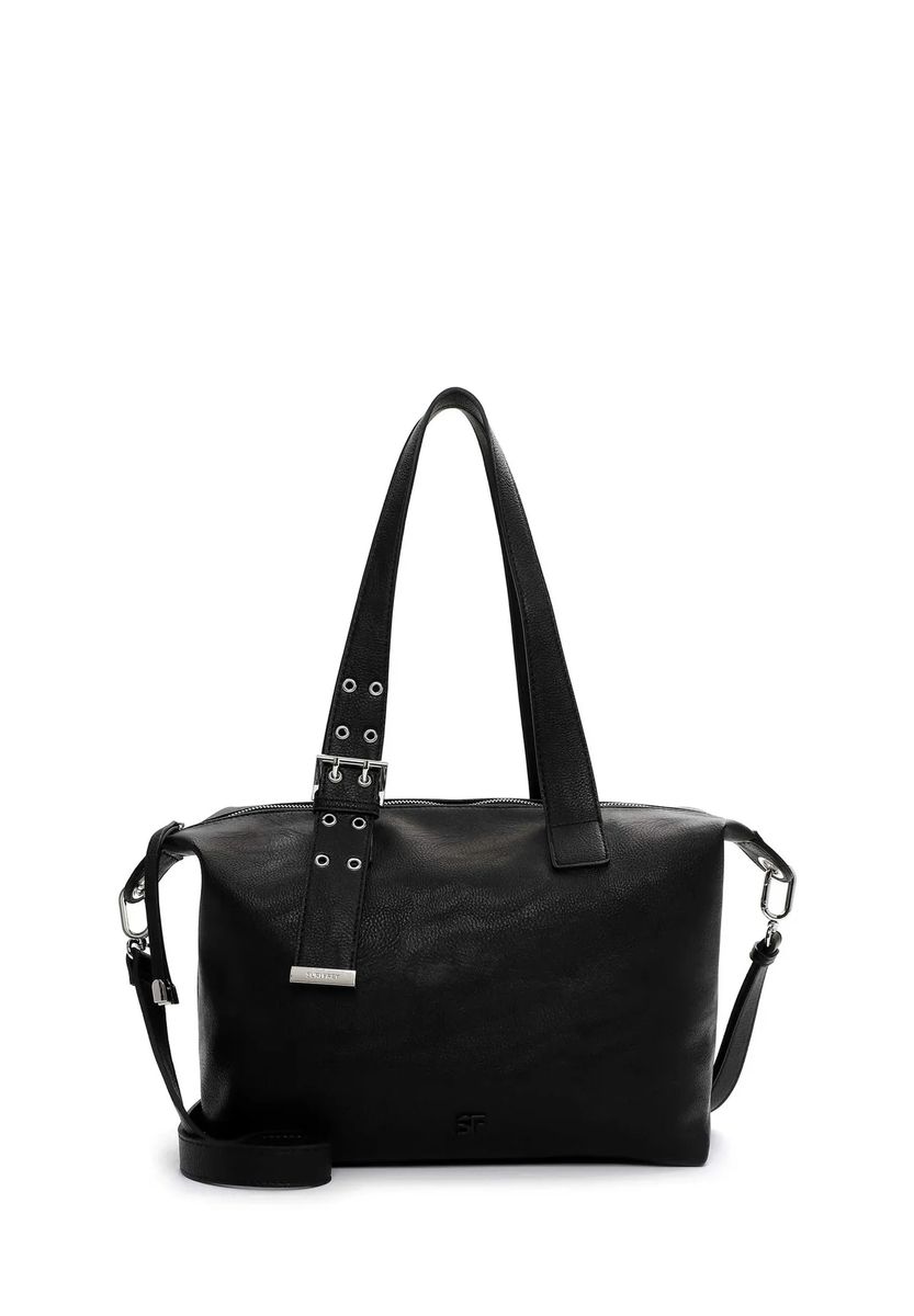 Shopper aus Kunstleder mit Schnalle