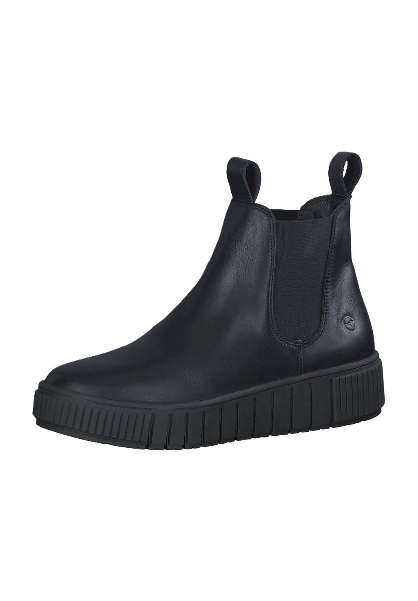 Minimalistische Leder-Chelsea-Boots mit Plateausohle
