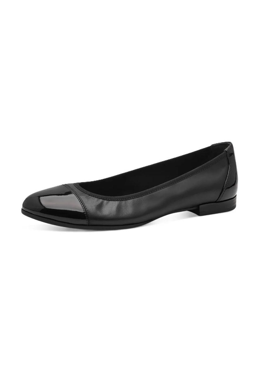 Leder-Ballerinas mit Lack-Zehenkappe