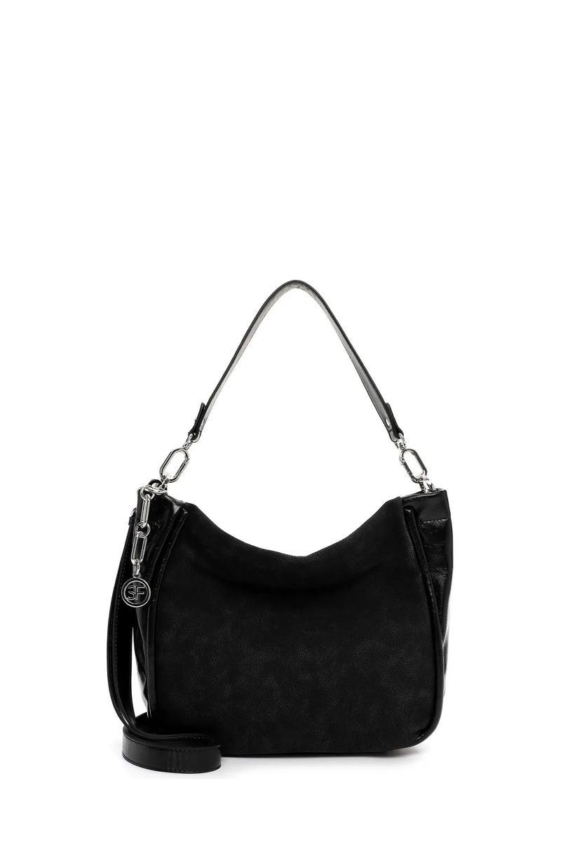 Hobo-Schultertasche im Materialmix