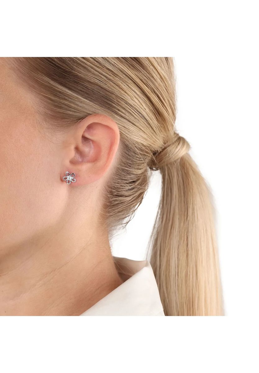 Filigrane Blumen-Ohrstecker mit Zirkonia