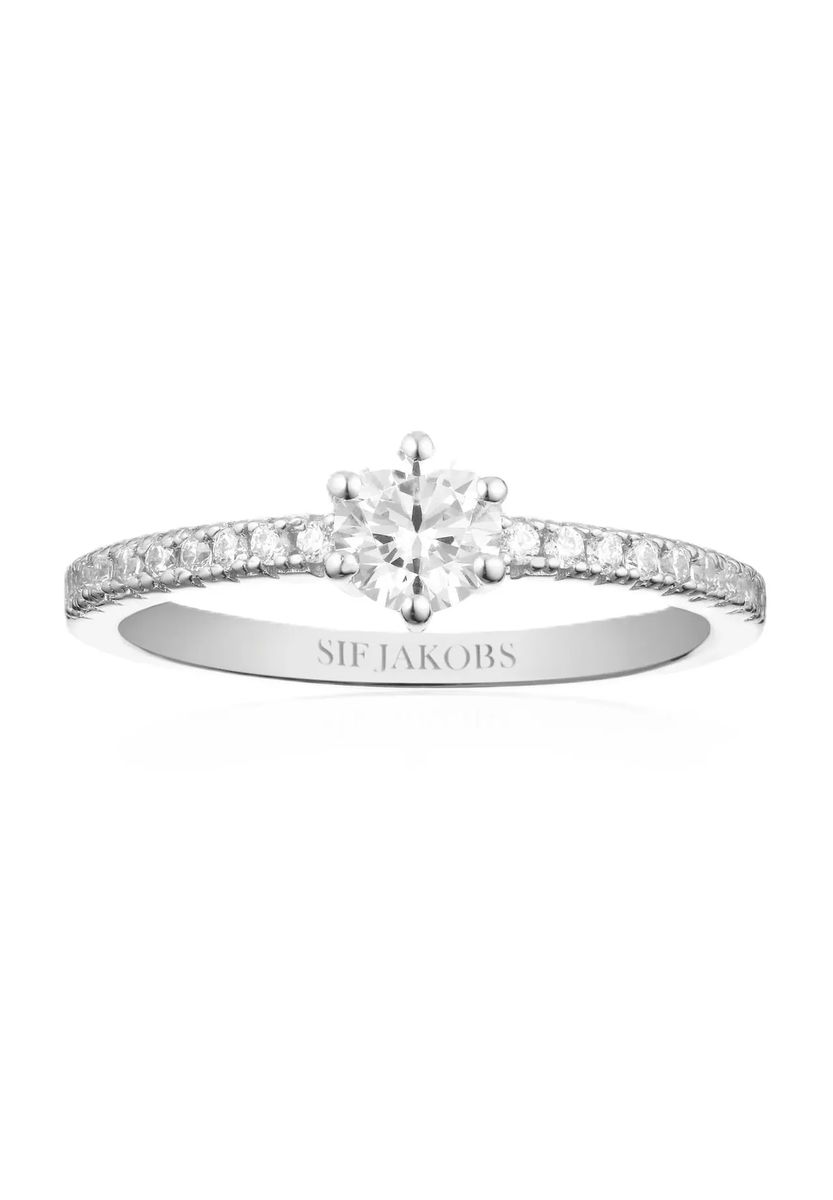 Eleganter Solitärring mit Pavé-Schiene