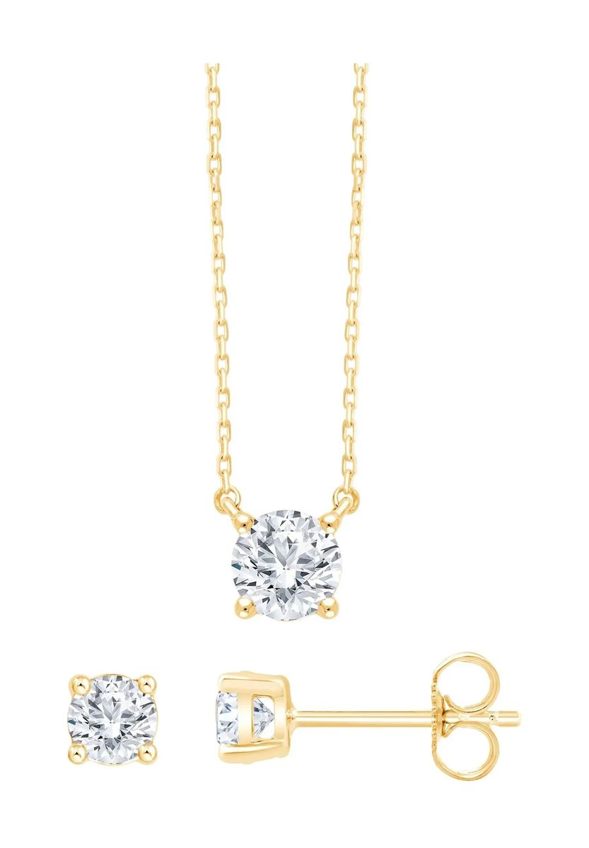 Klassisches Diamant-Solitär Schmuck-Set