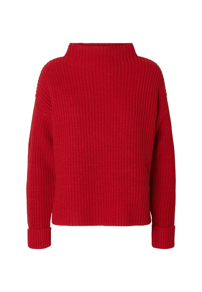 Gerippter Stehkragen-Strickpullover