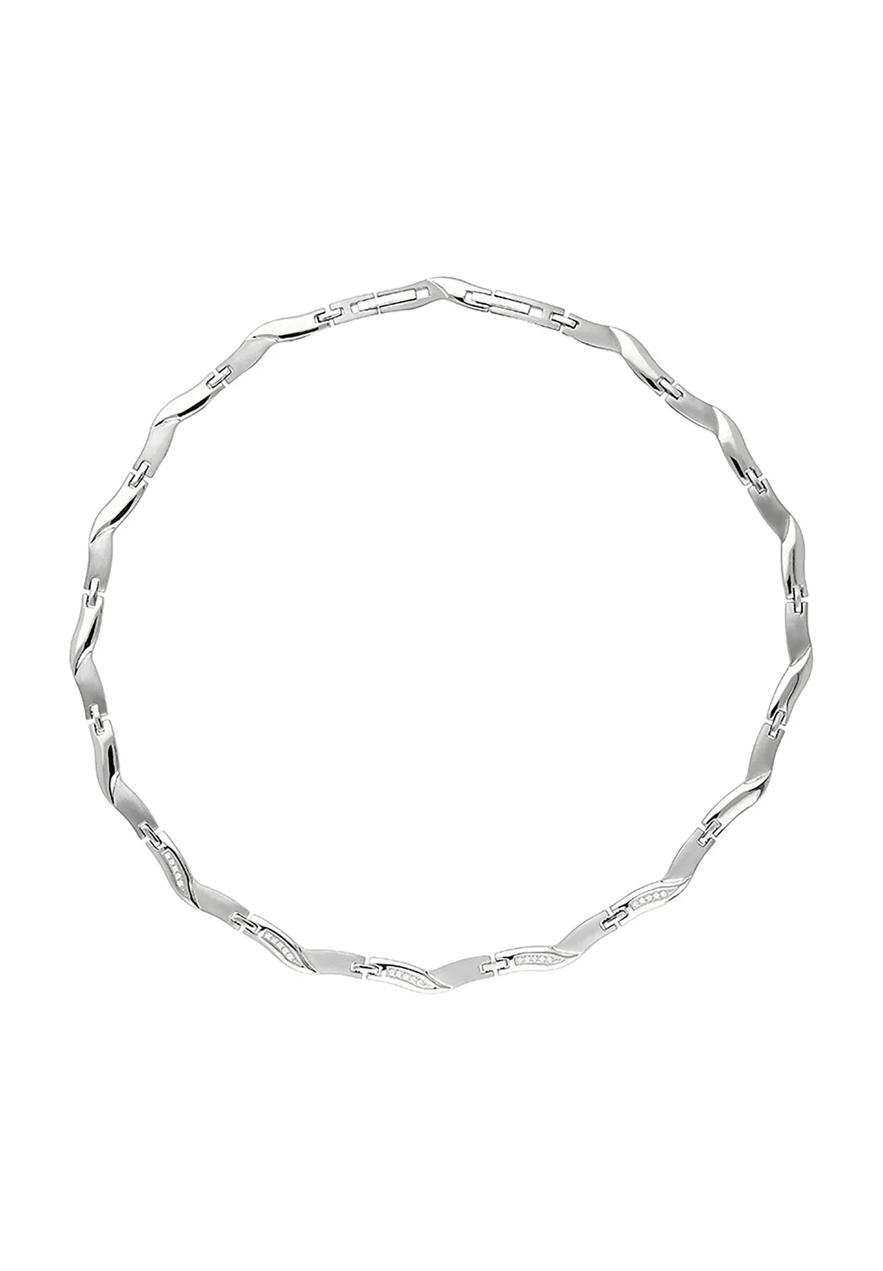 Wellenförmiges Collier mit Zirkonia-Besatz