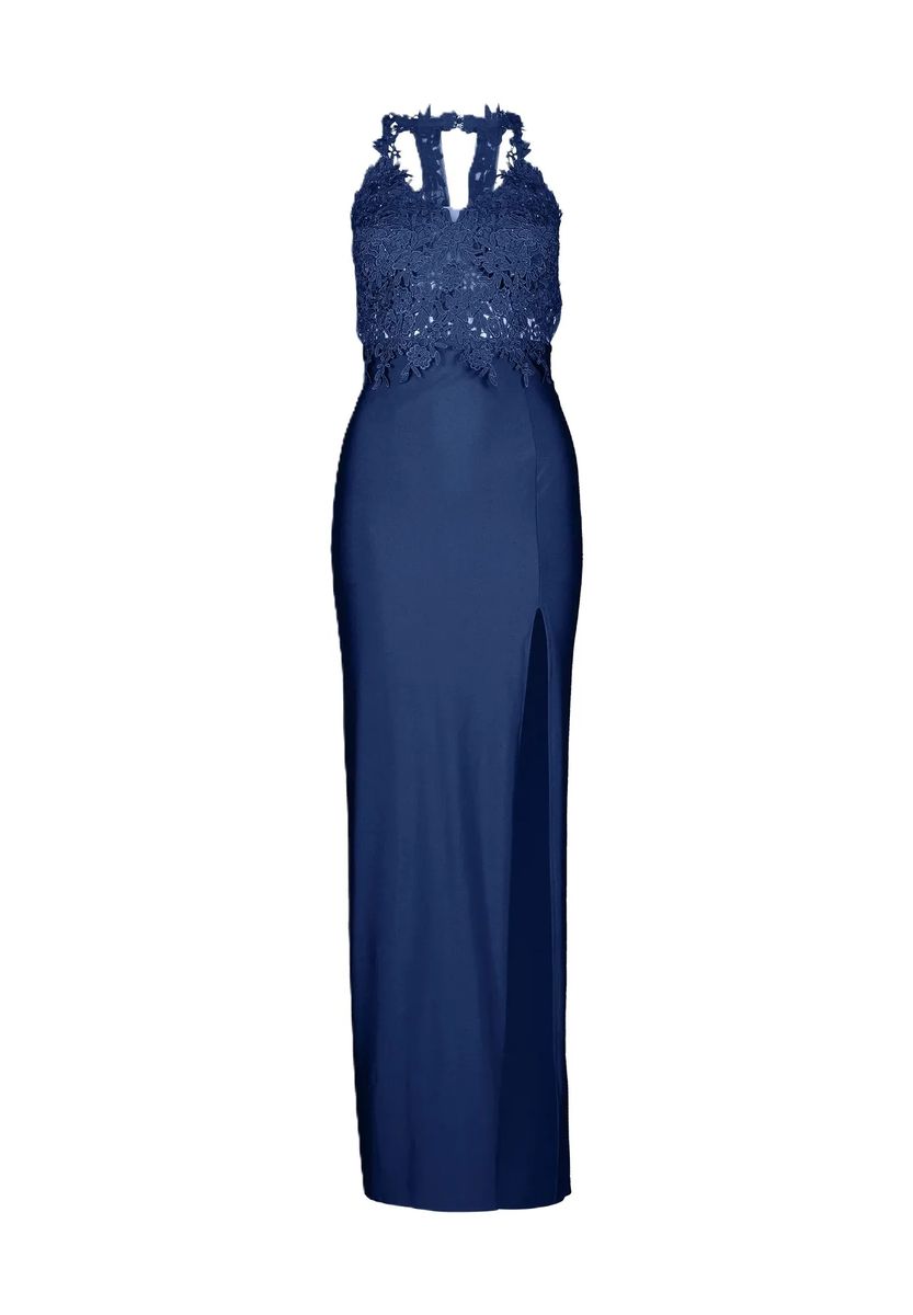 Abendkleid mit Spitzen-Neckholder