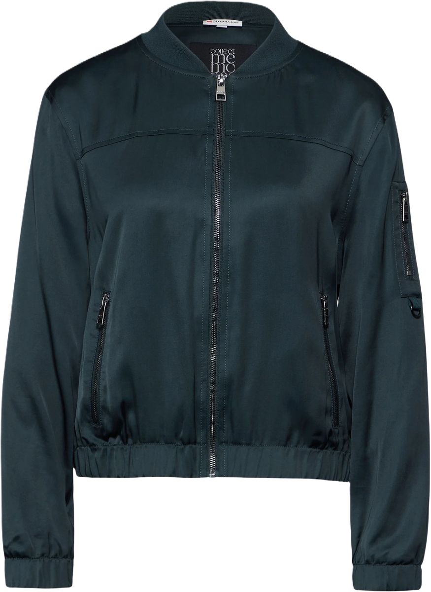 Satin-Blouson mit Reißverschlusstaschen