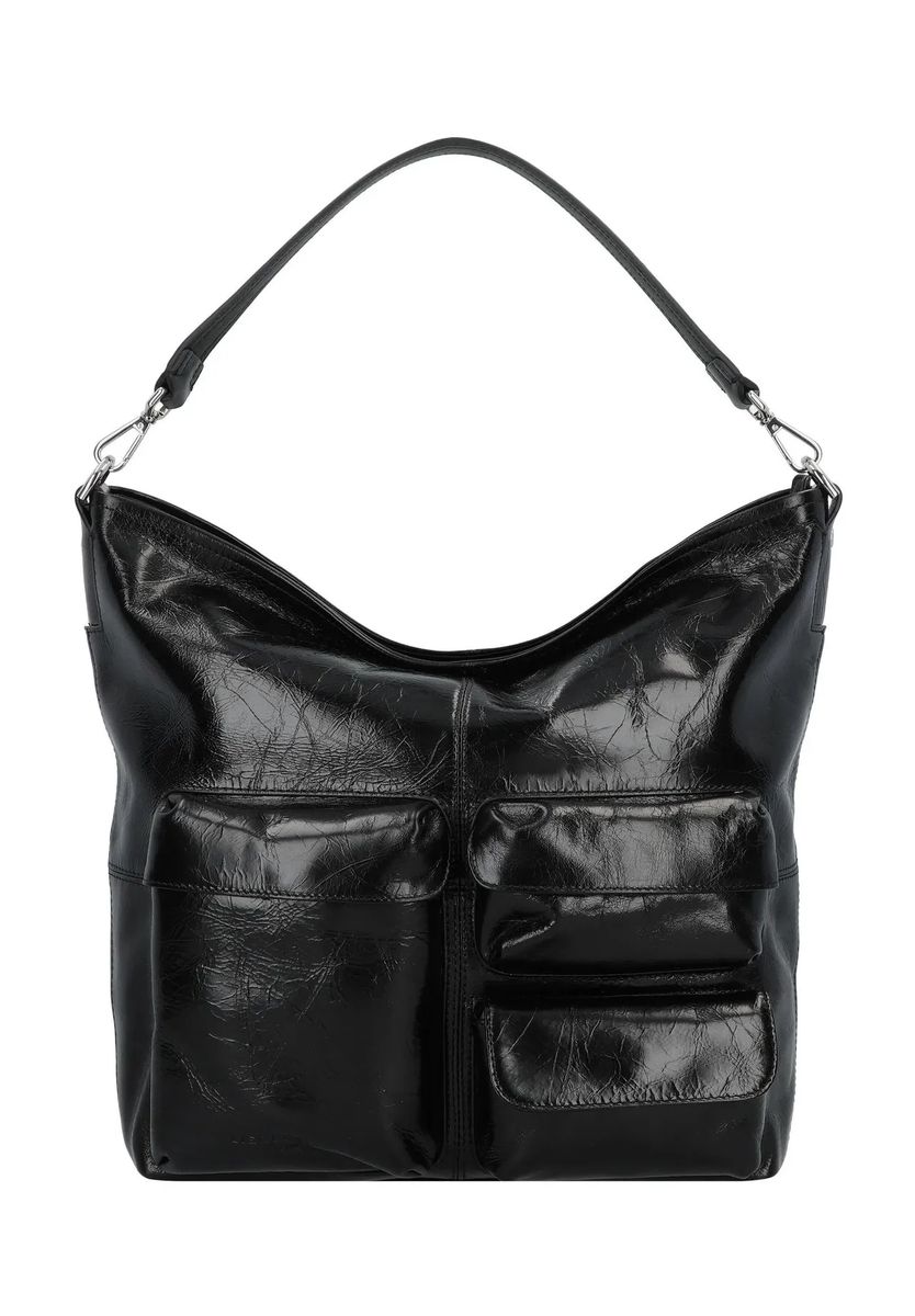 Lässige Hobo-Tasche aus Leder mit Taschen
