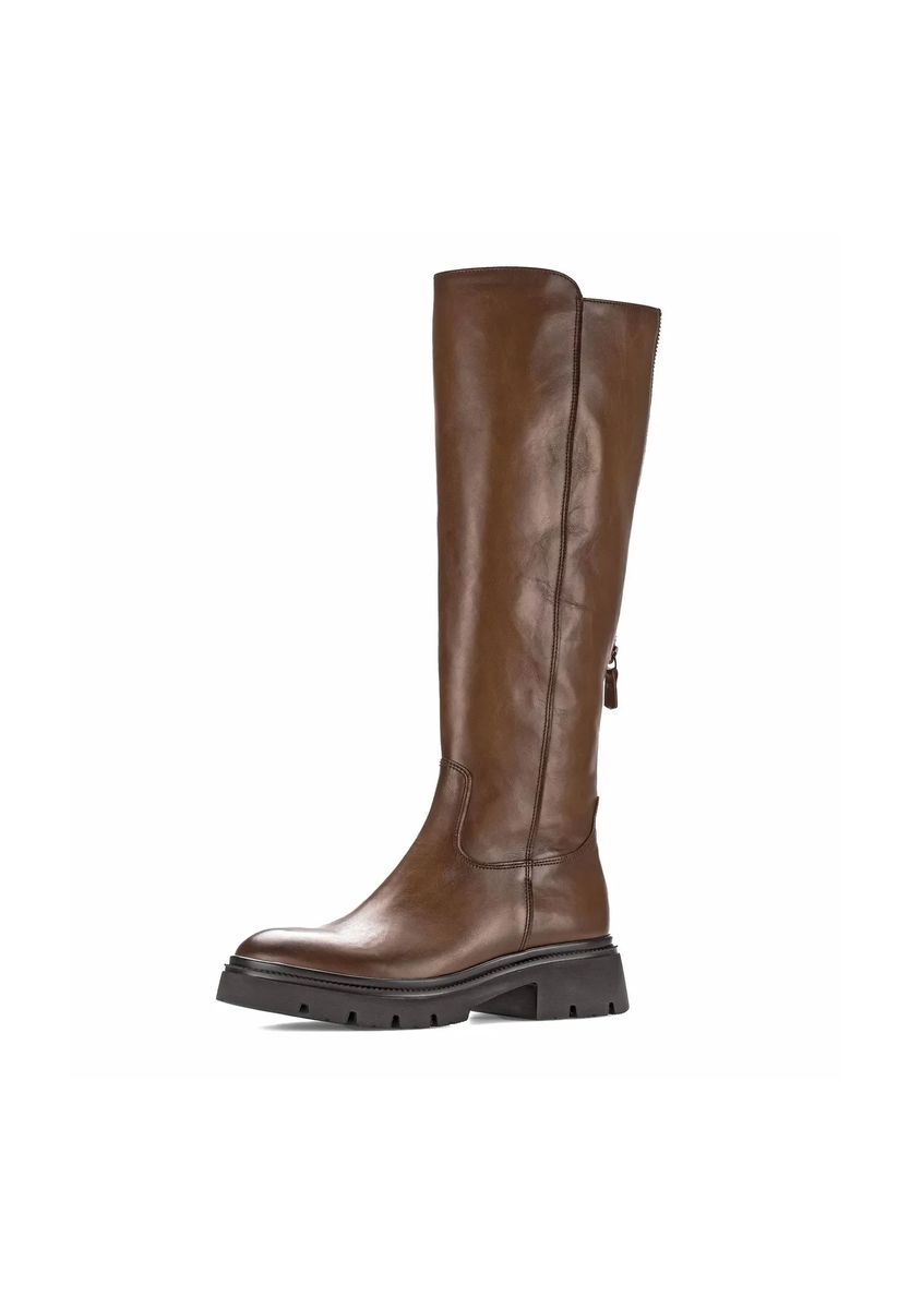 Kniehohe Lederstiefel mit Profilsohle