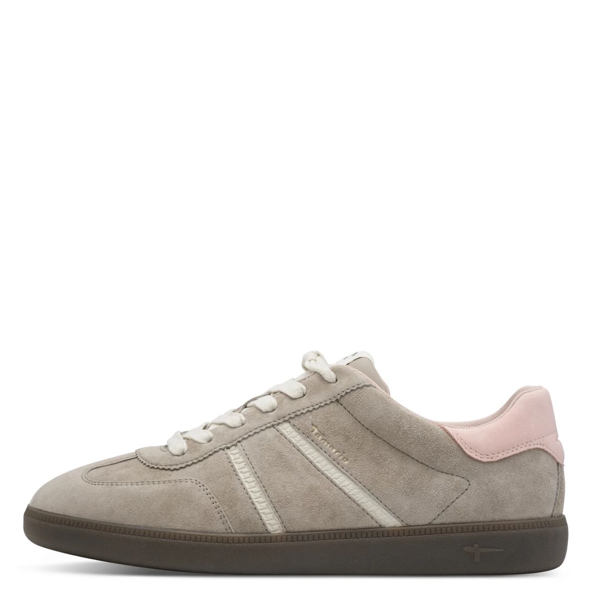 Minimalistische Wildleder-Sneaker mit rosa Detail