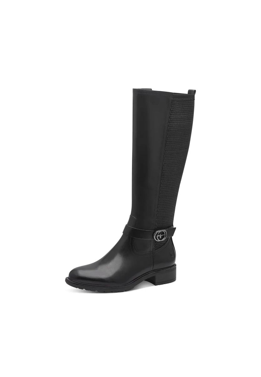 Kniehohe Lederstiefel mit Zierschnalle