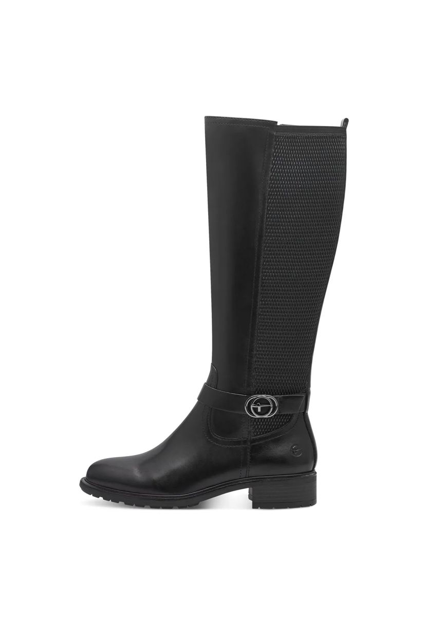 Kniehohe Lederstiefel mit Zierschnalle