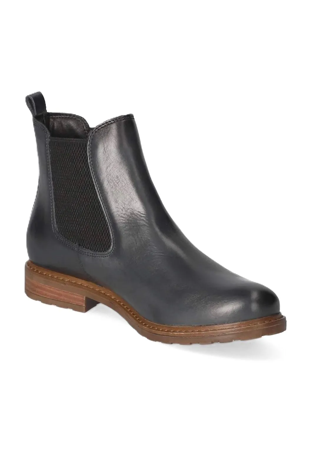 Leder Chelsea-Boots mit Blockabsatz