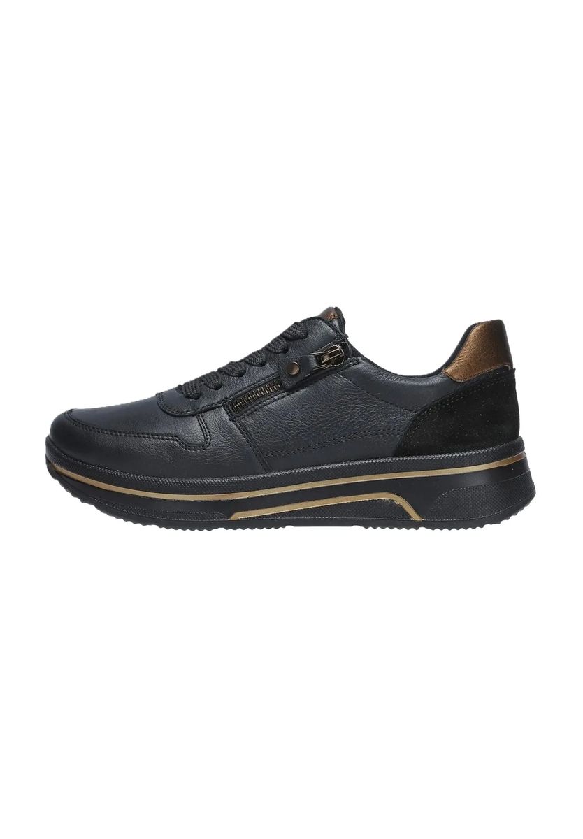 Plateau-Leder-Sneaker mit Metallic-Akzenten