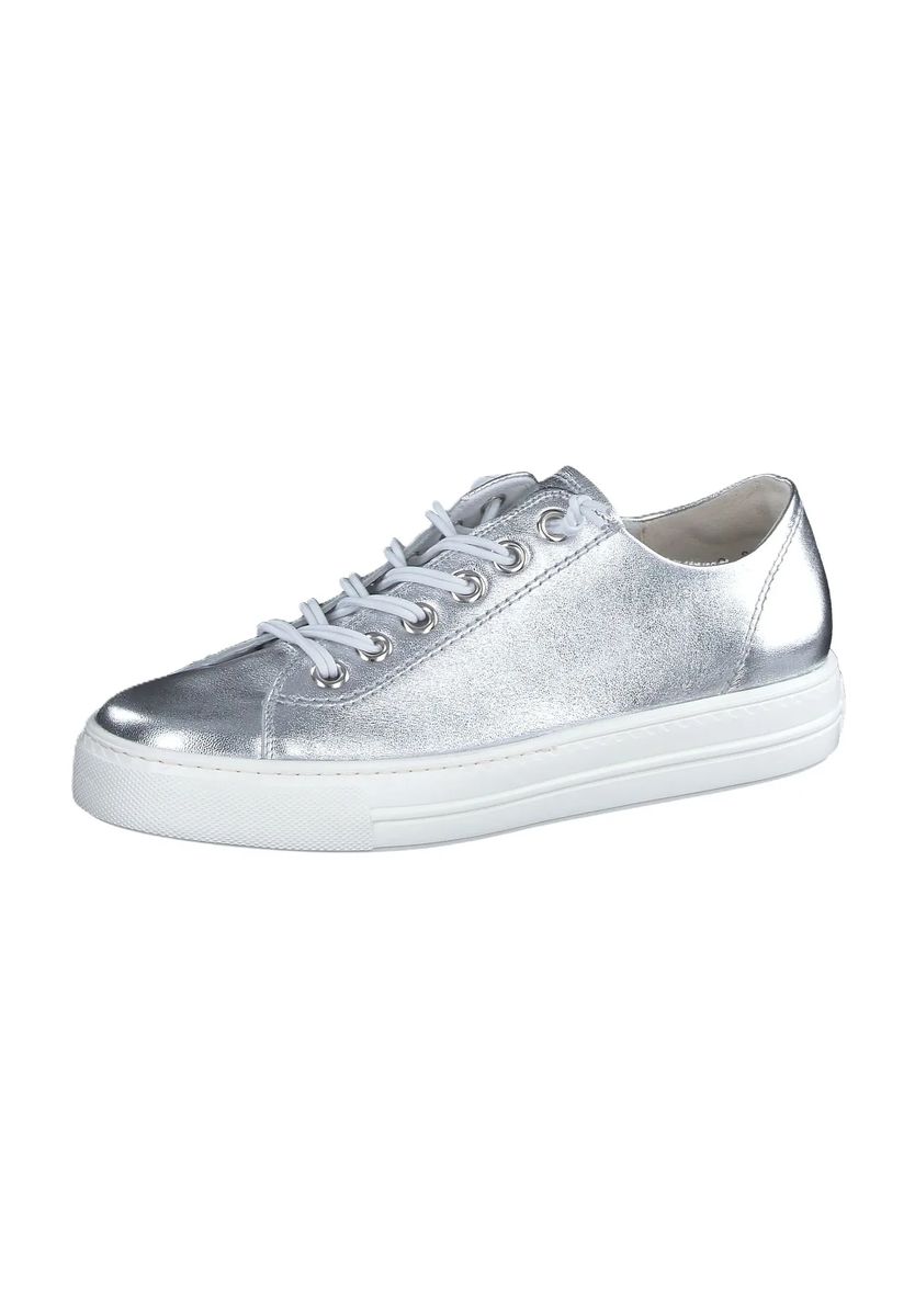Metallic-Leder Low-Top Sneaker