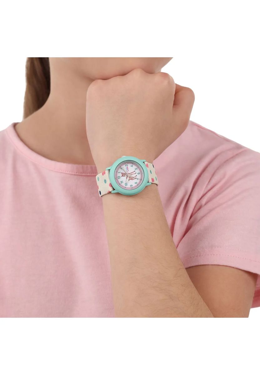 Verspielte Kinderuhr mit Rehkitz-Motiv