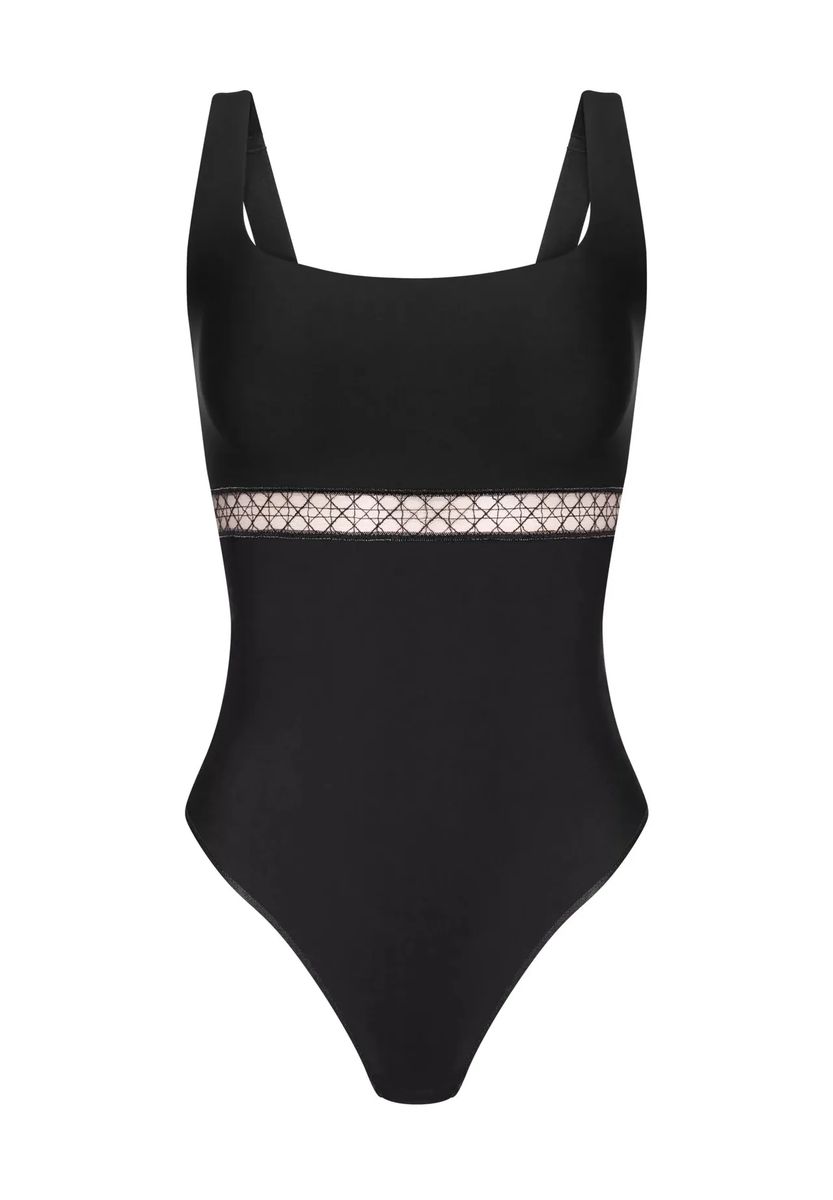 Schicker Body mit Karree-Ausschnitt und Stickerei