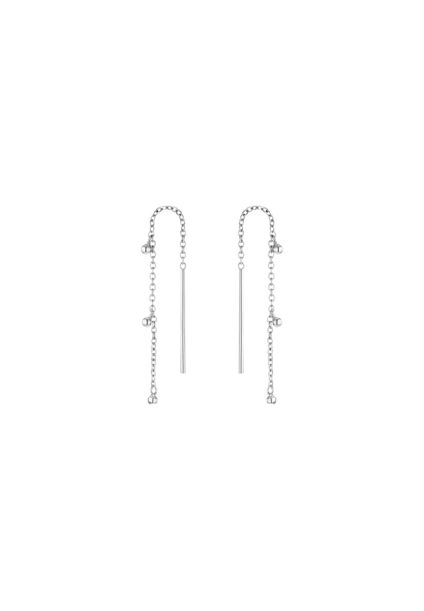 Elegante Silberne Beaded Durchzieher Ohrringe