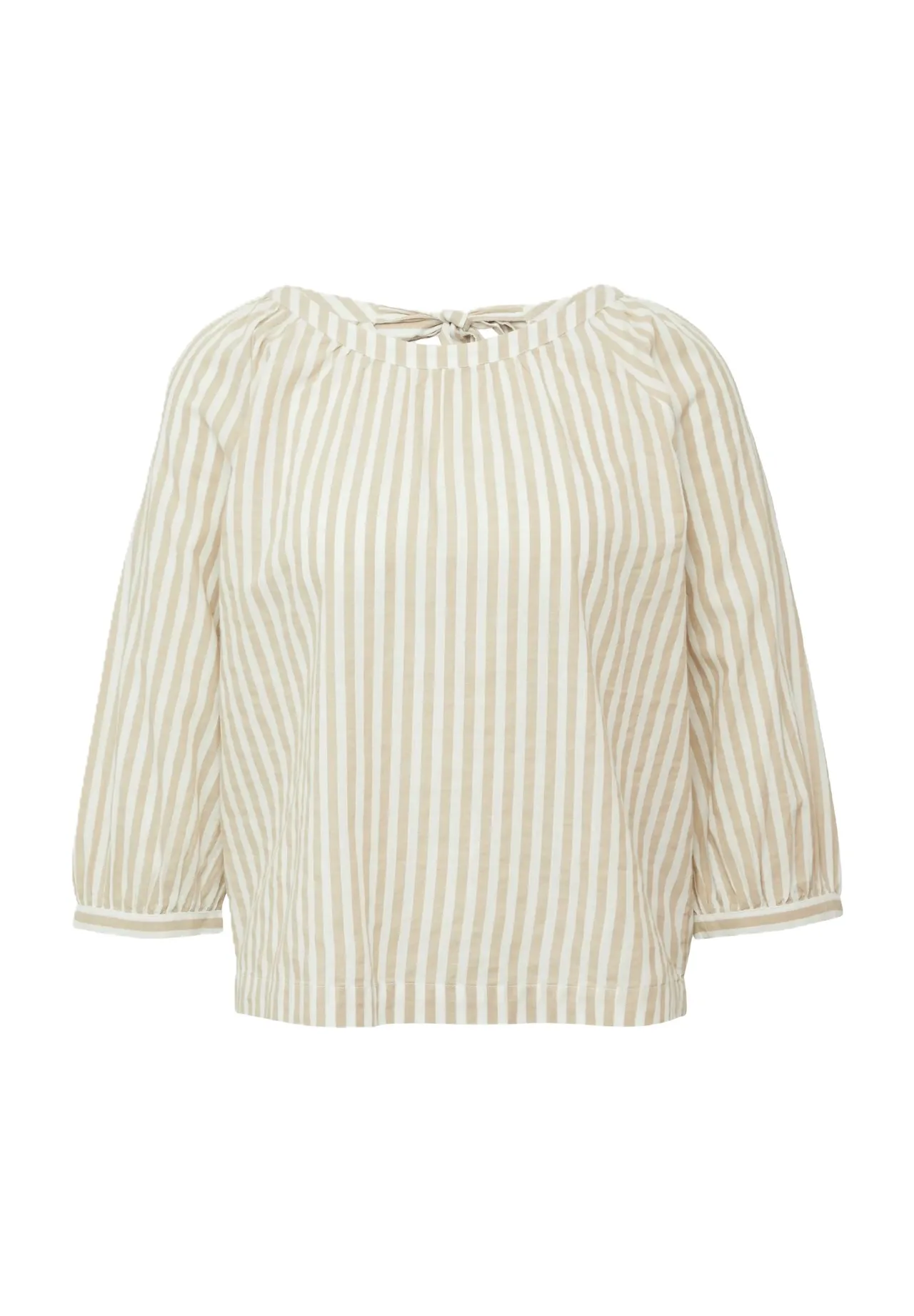 Gestreifte U-Boot-Ausschnitt Bluse mit Bindedetail