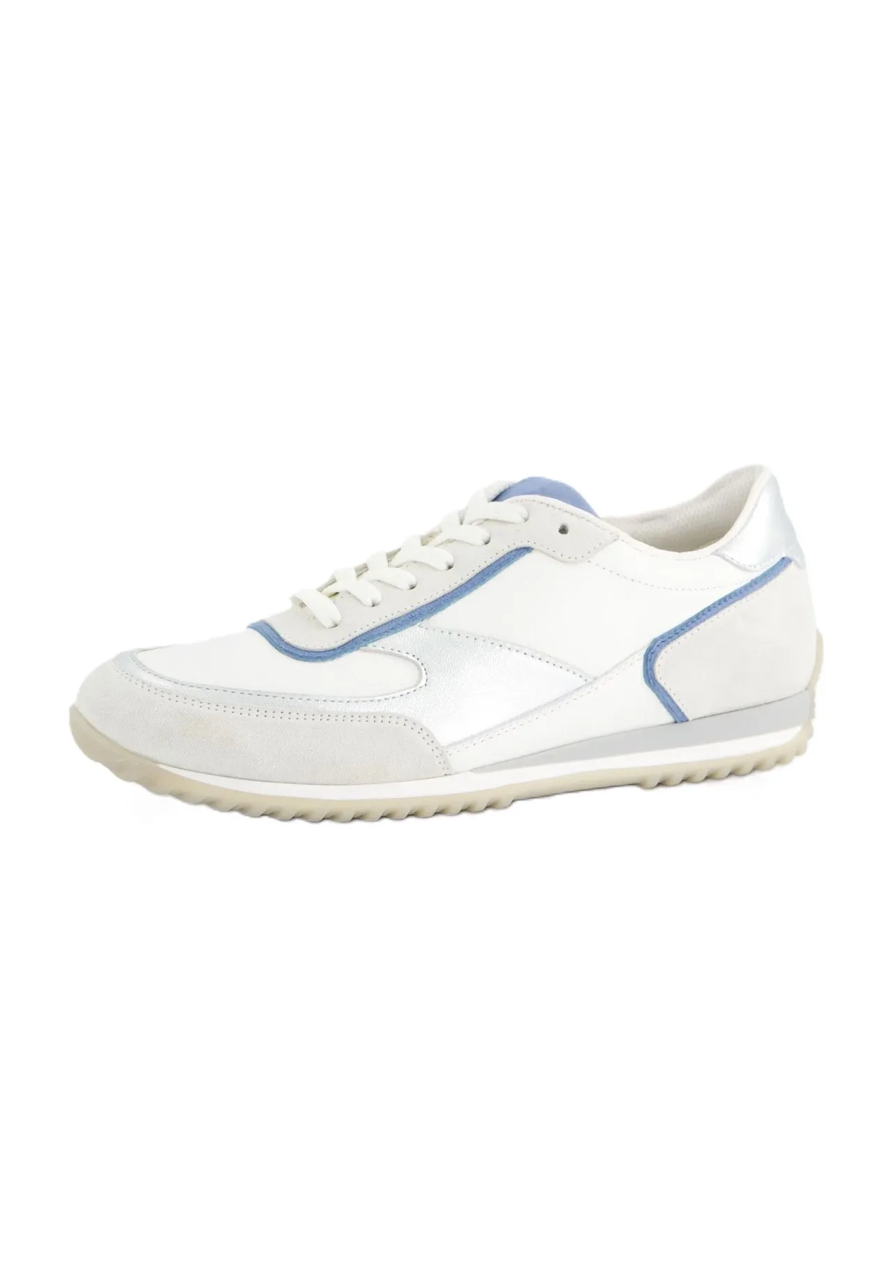 Leder-Sneaker mit Kontrastbesatz